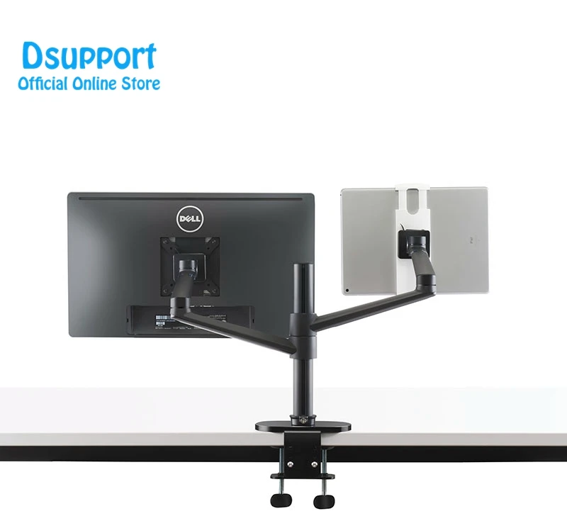 Aluminum Height Adjustable Desktop Dual Arm 17-32 inch Monitor Holder+10-17 inch Laptop Stand OL-3T Full Motion Mount Arm