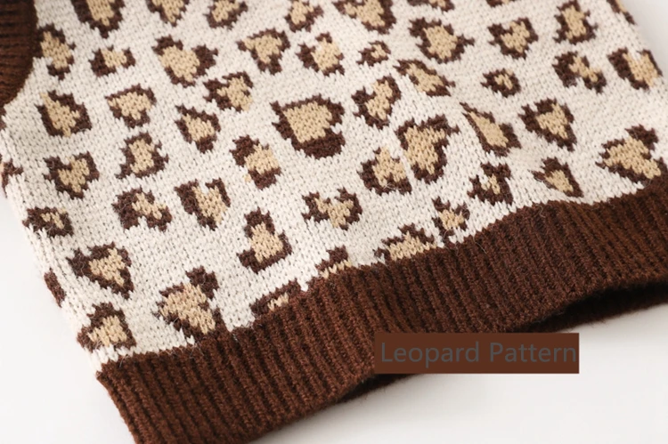 
China Wholesaler Toddler Knitwear Pattern Baby Leopard Print Knit Vest 
