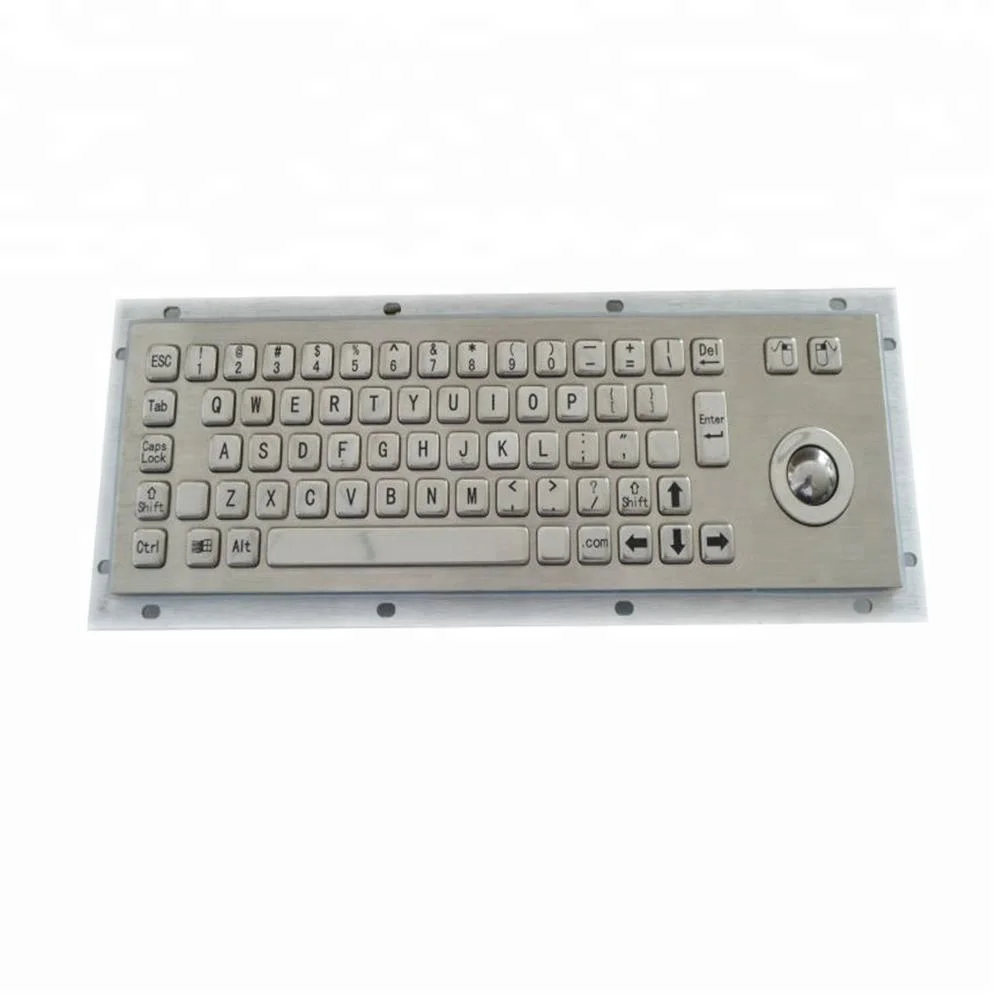 IP65 Stainless Steel Metal USB Keyboard with Trackball Touch Screen