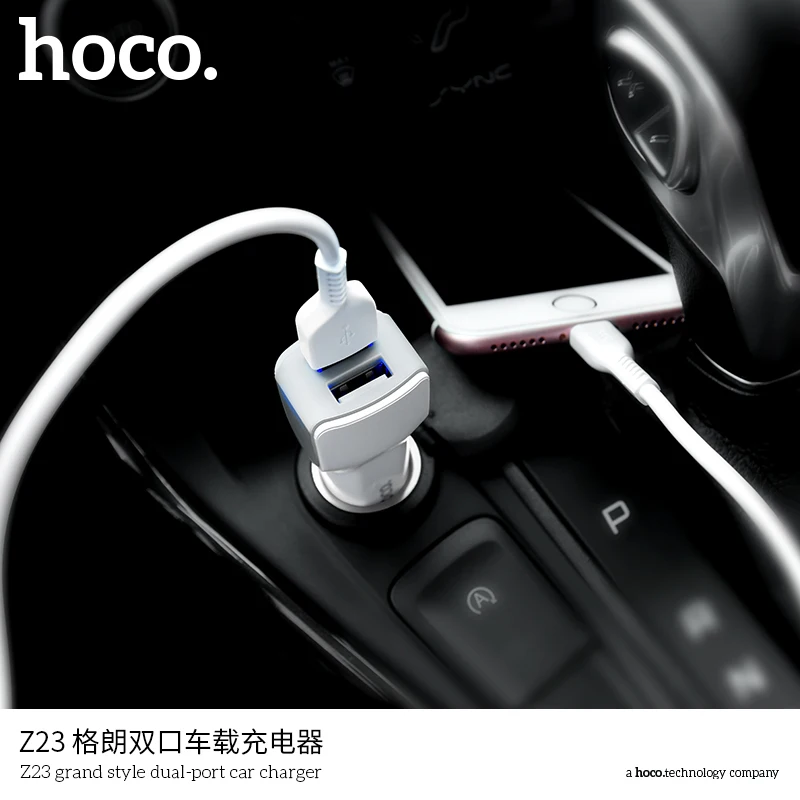 
2020 Hot Wholesale HOCO Z23 Electric Dual USB Cellphone Car Battery Charger 2.4A 12W Fast Charging Power Mobile Chargers 