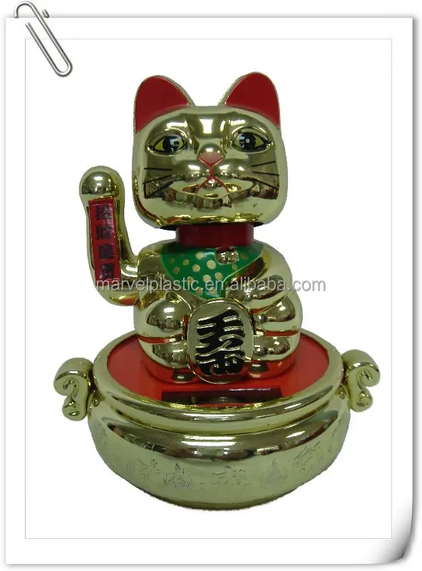 
Flip flat solar toy lucky cat miniature car dashboard decoration 