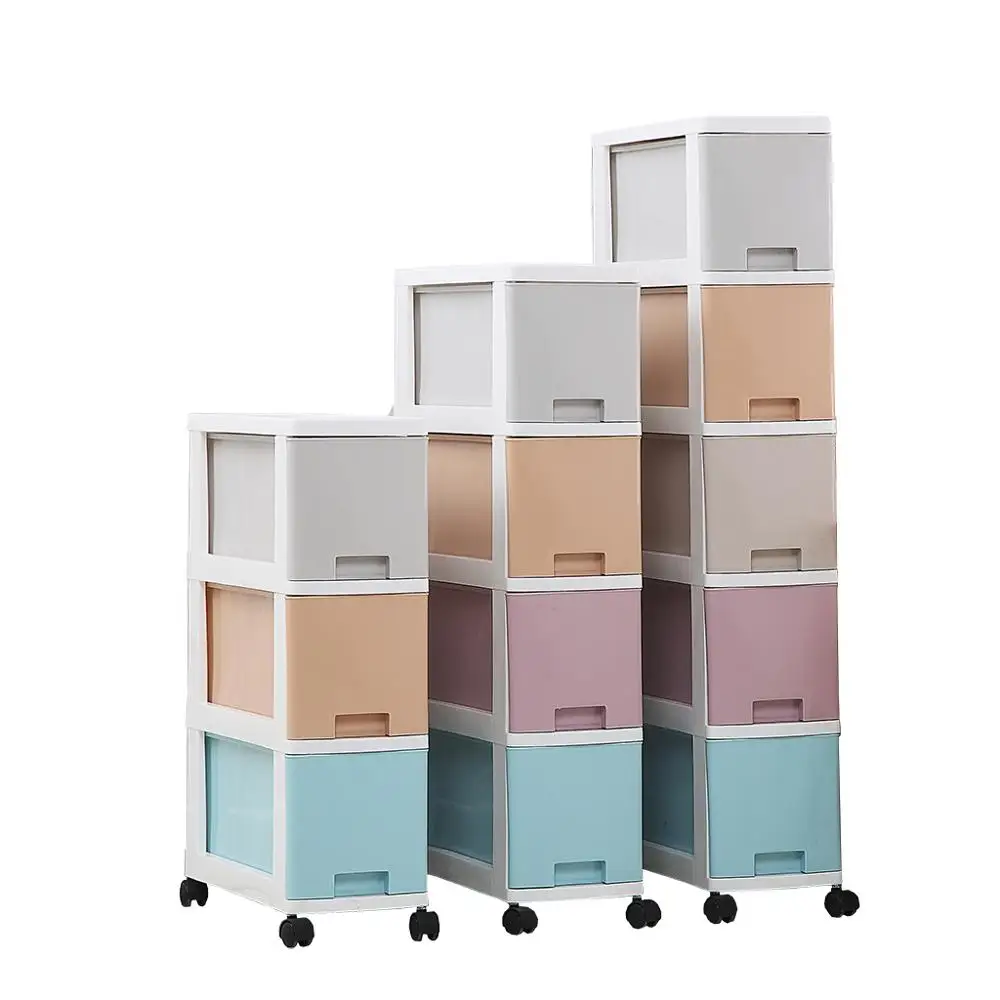 New design High Quality Living Room Plastic Drawer Cabinet Storage Box With Wheel