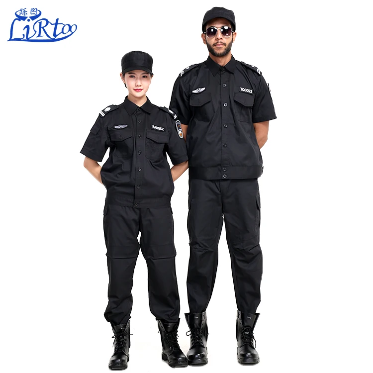 
High Quality Latest Unisex European style and American style security guard Military uniforms Black 