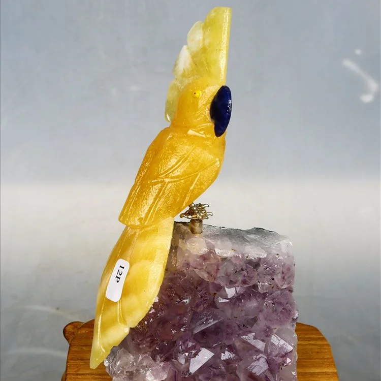 Wholesale Natural Quartz Carved 4 Inches Crystal Parrot Statue