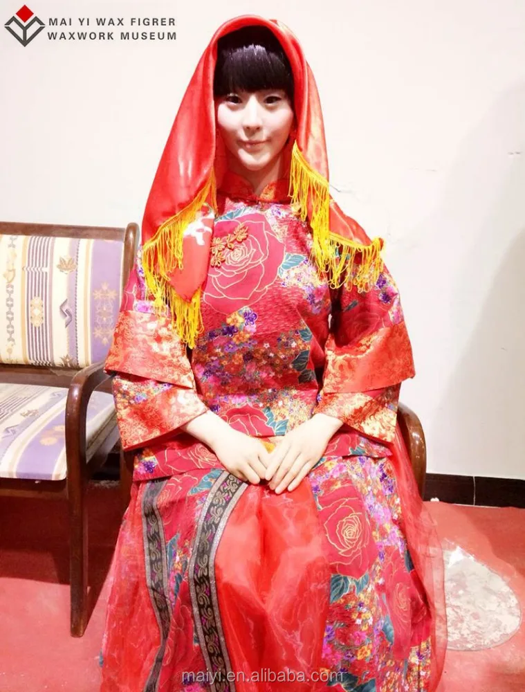 Chinese Classical Folk Theme Wax Figure of Beautiful Bride Wax Statue