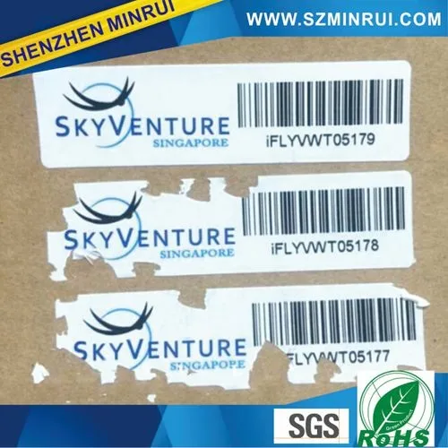 Custom Tamper Proof Asset Tagging Stickers,Property of Company with Bar Code Printing for Tracing Labels