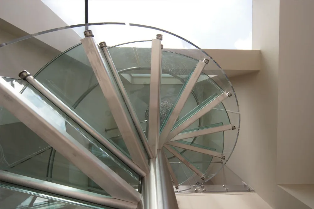 spiral staircase with silicone acrylic balustrade