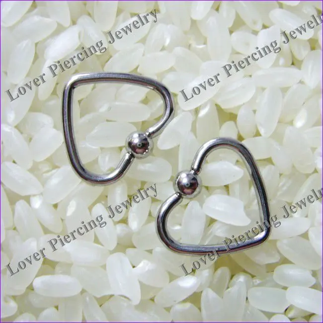 [SS-C400A] High Polish Heart Design Stainless Steel Captive Bead Ring