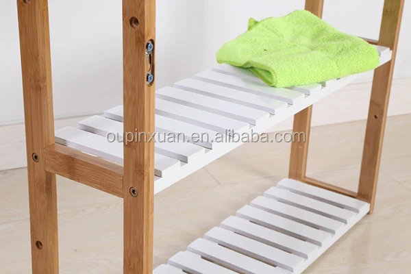 
New arrival mini 3tiers bamboo towl rack,white hanging bathroom shelves 