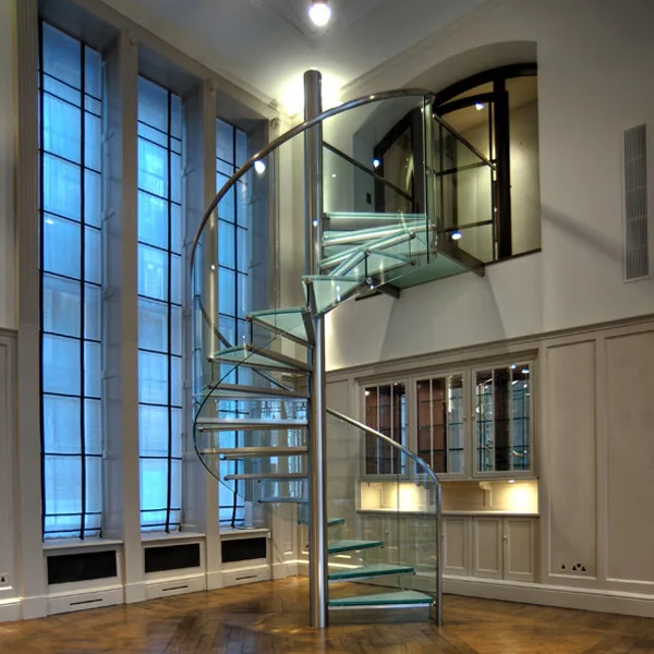 spiral staircase with silicone acrylic balustrade