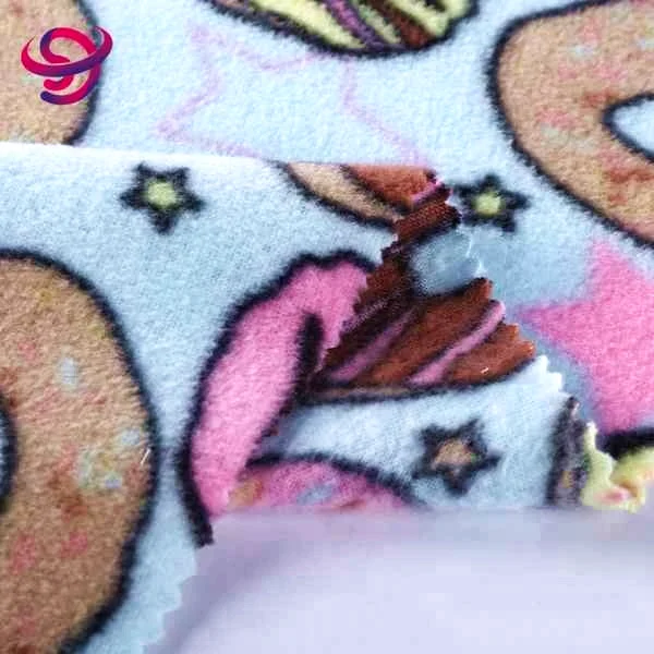 wholesale cartoon custom 100% polyester coral fleece printed fabrics dresses