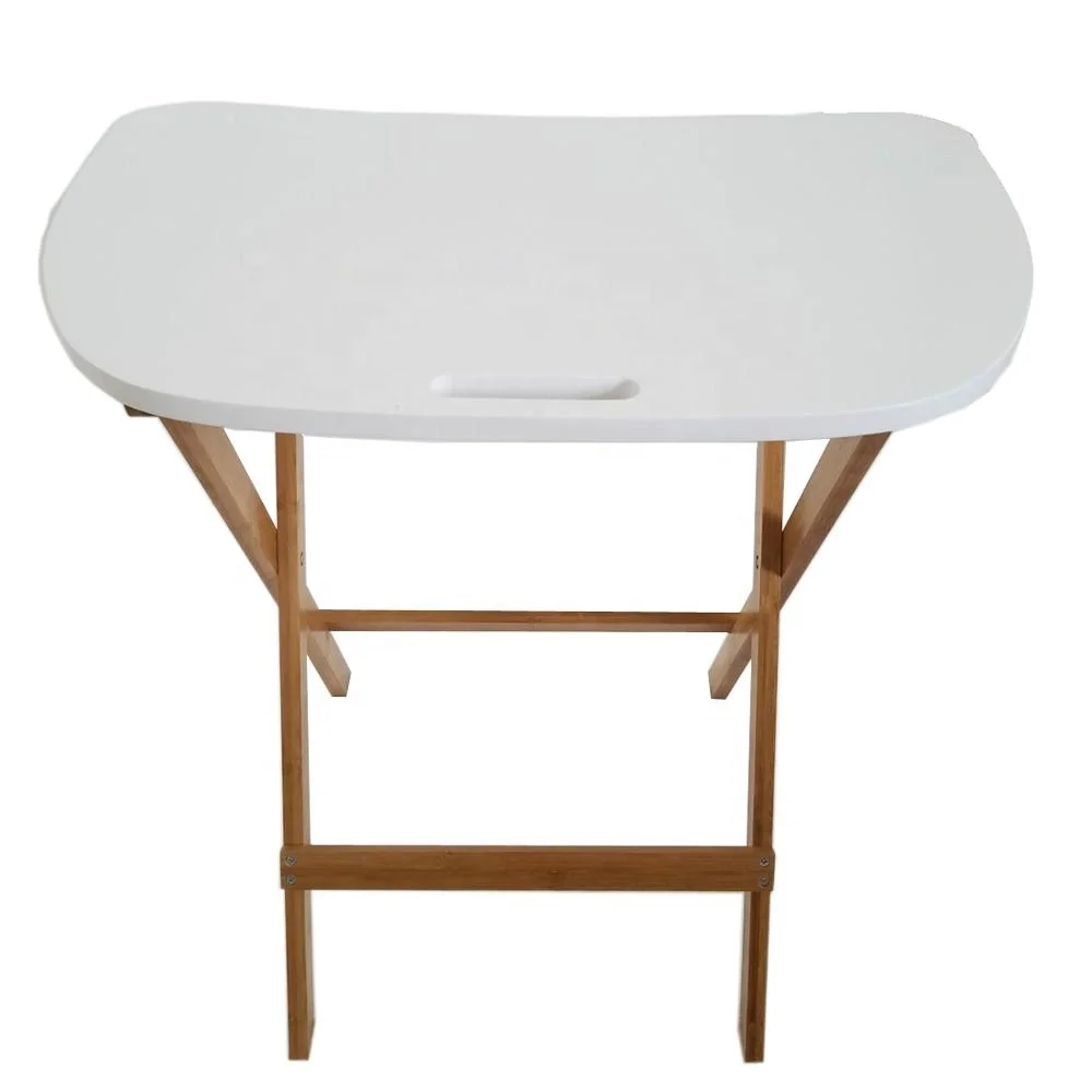 Antique Folded Coffee Table MDF Top Side Table Bamboo Legs Corner Table