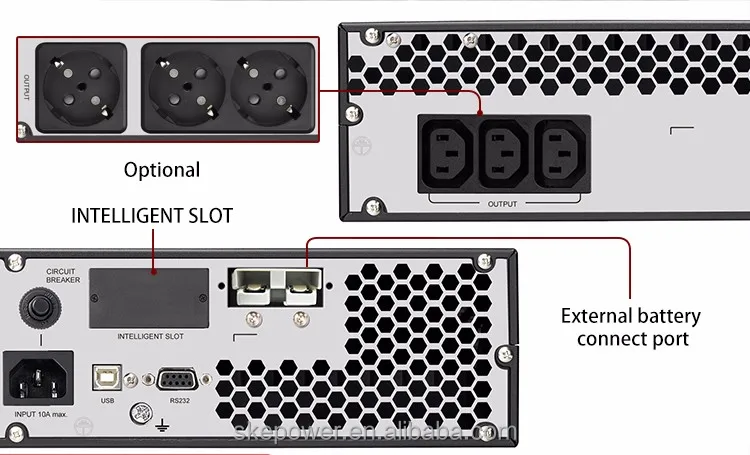 Online UPS Power 220V Rack Mount UPS Pure Sine Wave 1KVA UPS 36V DC