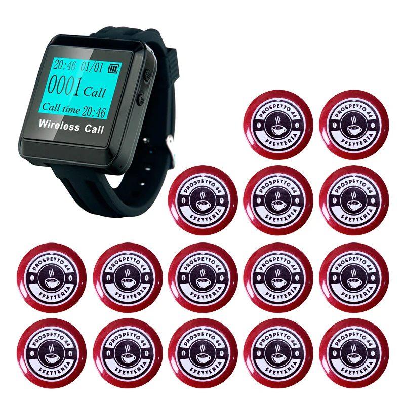 Artom restaurant  cafe hotel room service call system Smart wireless wrist watch pager receiver with 10 call buttons