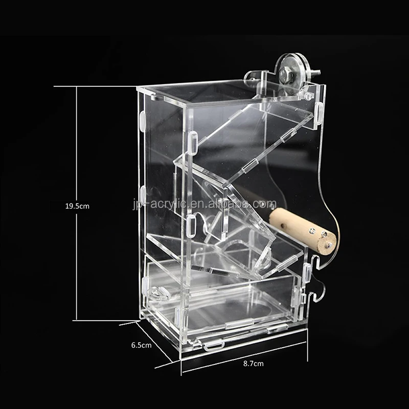 
Clear Acrylic No Mess Parrot Integrated Auto Pet Feeder with Perch 