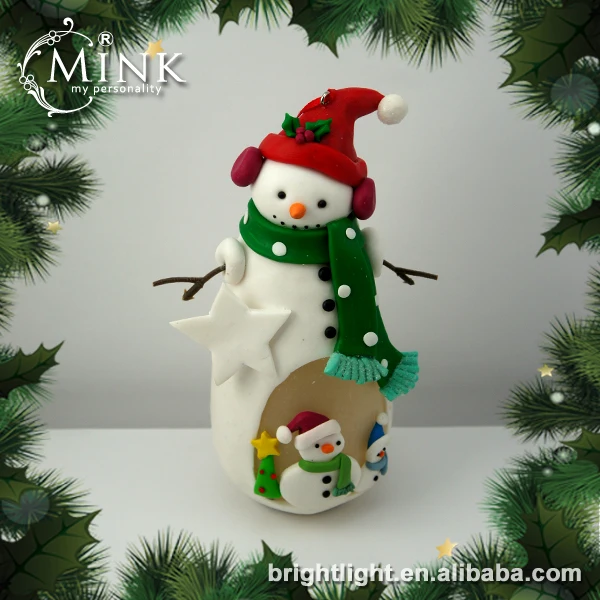 
Snowman with warm LED light polymer christmas ornaments 