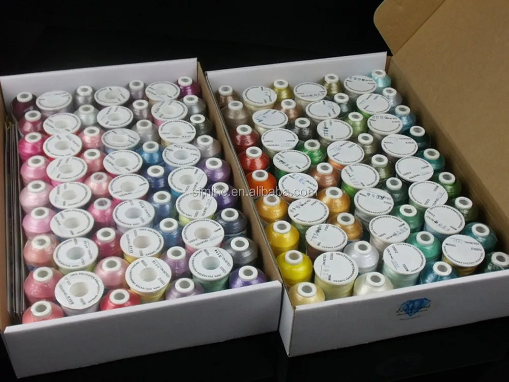 
Wholesales 1000m mini-king spool 100% polyester embroidery thread for home embroidery machines 