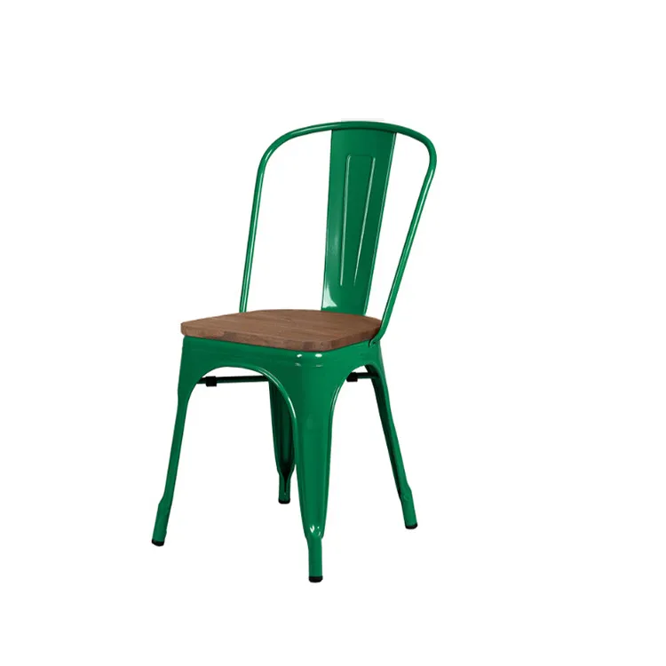 Popular Design Chair Dining Room Stackable Restaurant Metal Chair Wood Seat