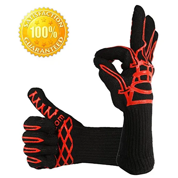 Fire Pro Gloves Heat Resistant Gloves BBQ Grilling Fireplace Accessories and Welding Forearm Protection Aramid Fiber Material