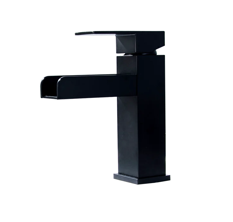 Australia Standard Watermark Approval DR Brass Matte Black Waterfall Taps, Deck Mounted Bathroom Wash Basin Faucet