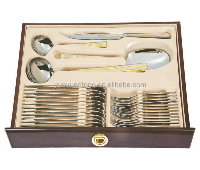 Deluxe Wooden case for 126pcs stainless steel cutlery set tableware set