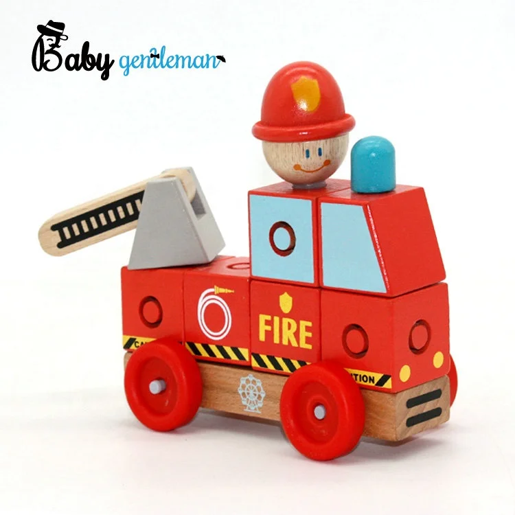 High quality vehicle toy mini wooden fire truck toy for children Z04348A