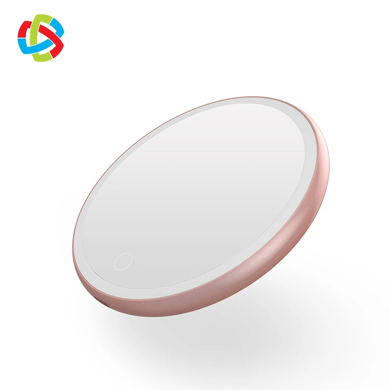 
Qi Round Wireless Charger For Mobile Phone with LED Lamp Make-up Mirror 
