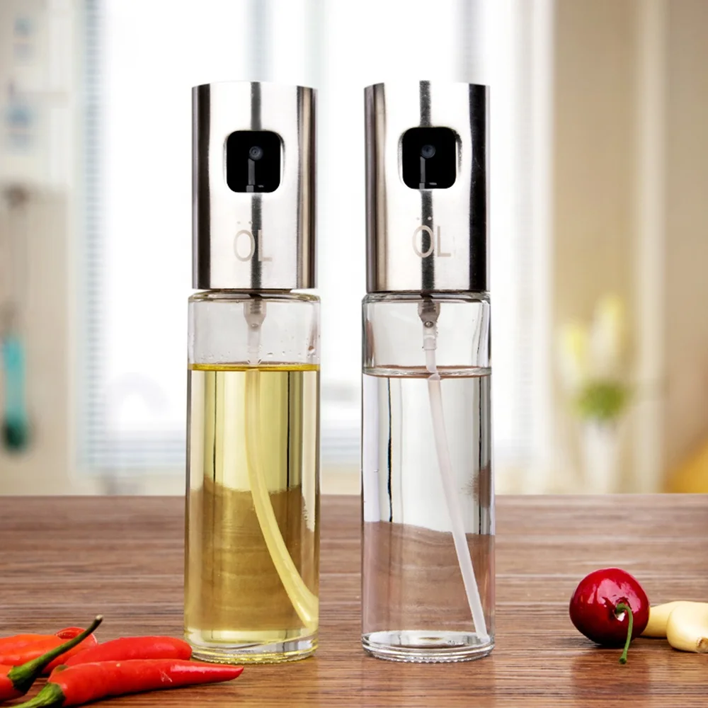 Kitchen BBQ Tools Portable Food Grade Glass Stainless Steel Pressure Mist Olive Dispenser Vinegar Bottle Oil Sprayer for Cooking