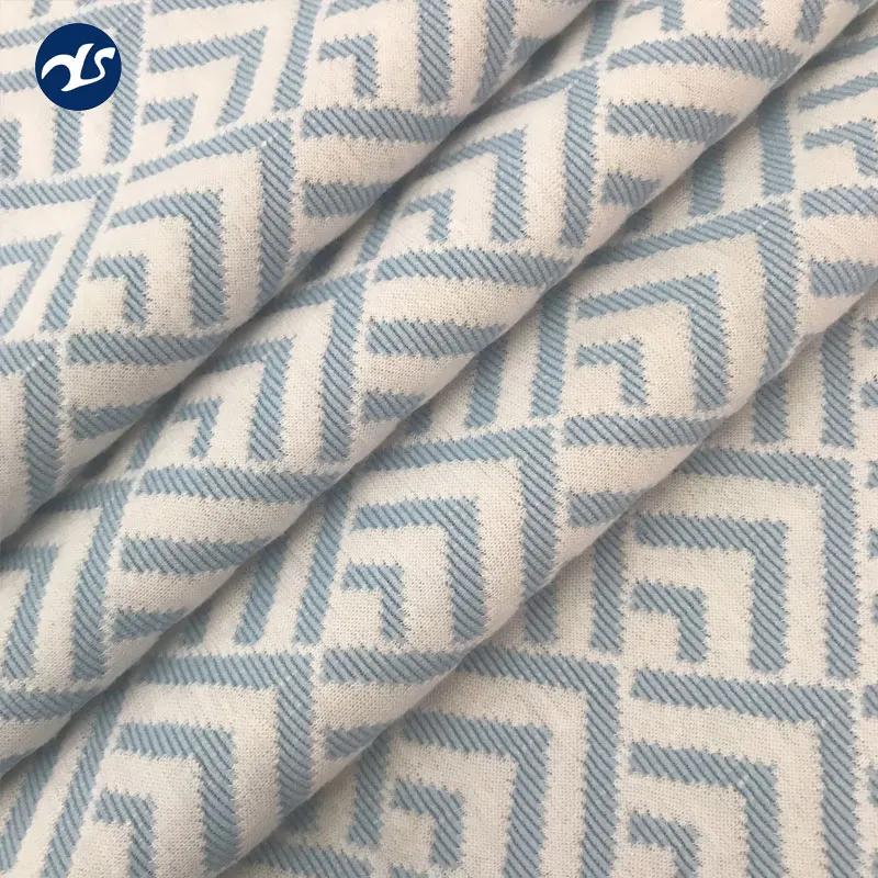 The blue pattern knitted fabric wholesale jacquard knitted mattress fabric
