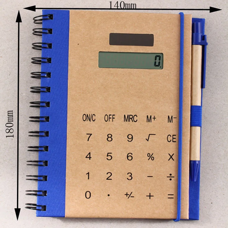 
Hot selling cheap office Calculator kraft sticky notebook with pen made in china 