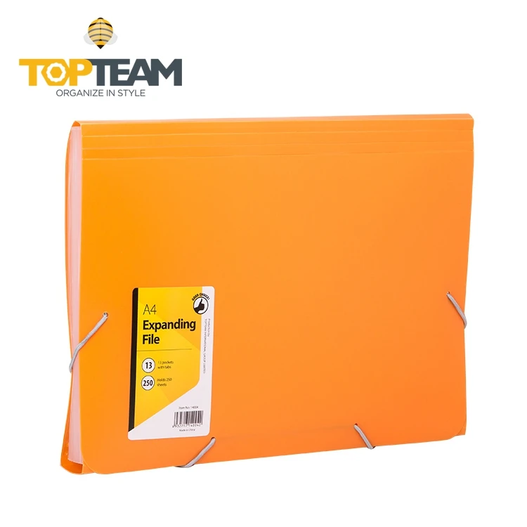 Office PP plastic a4 13 pocket expanding file folder with elastic band closure