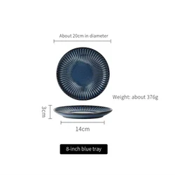 Керамические тарелки для домашнего использования, цветные глазурованные круглые полосатые фарфоровые тарелки, персонализированные тарелки, тарелки 1081