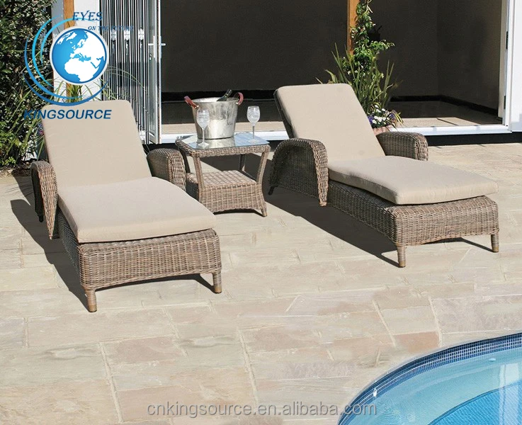 
Luxury Garden Patio Rattan Furniture Plastic Beach Wicker Sun Loungers 