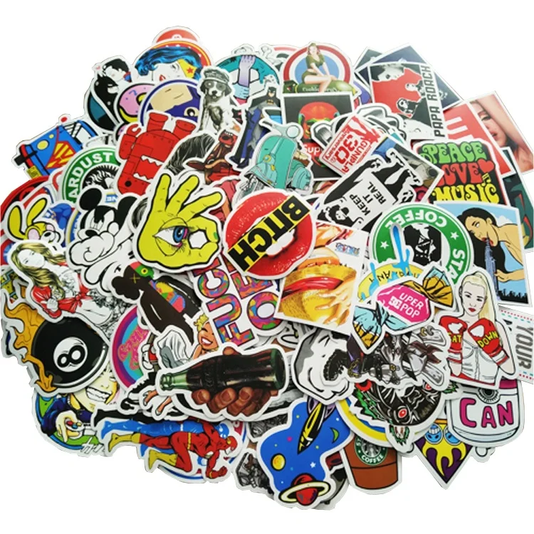 
Custom Durable Die Cut Vinyl Removable Skateboard Band Laptop Bomb Decal Stickers 
