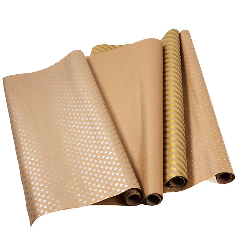 
OEM Design Custom Printed Brown Kraft Wrapping Paper Rolls for Gifts 