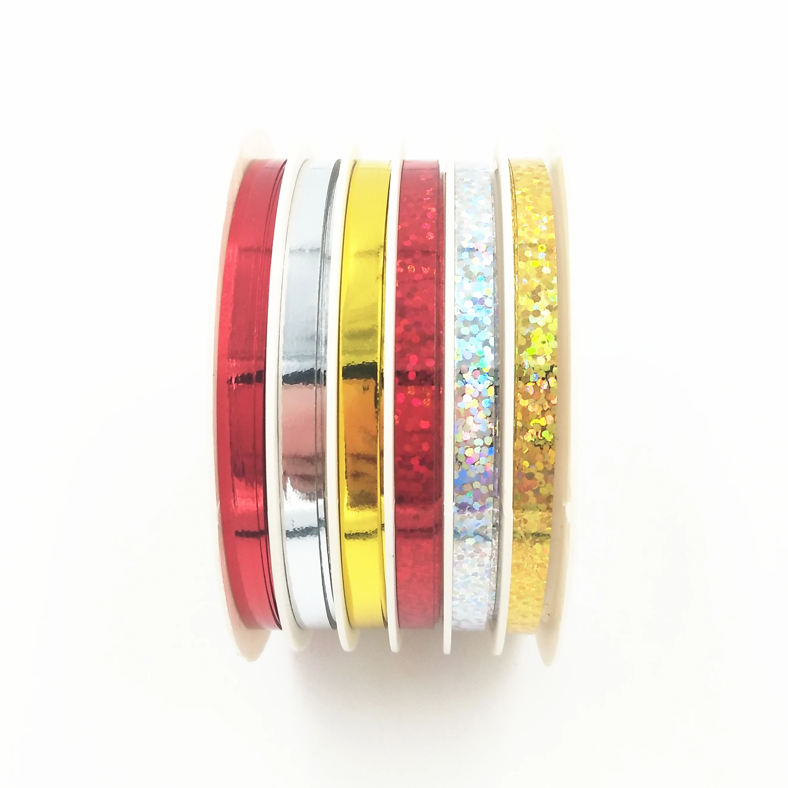 Розничная продажа цветных пластиковых рулонов, 6 голографических ленточных рулонов