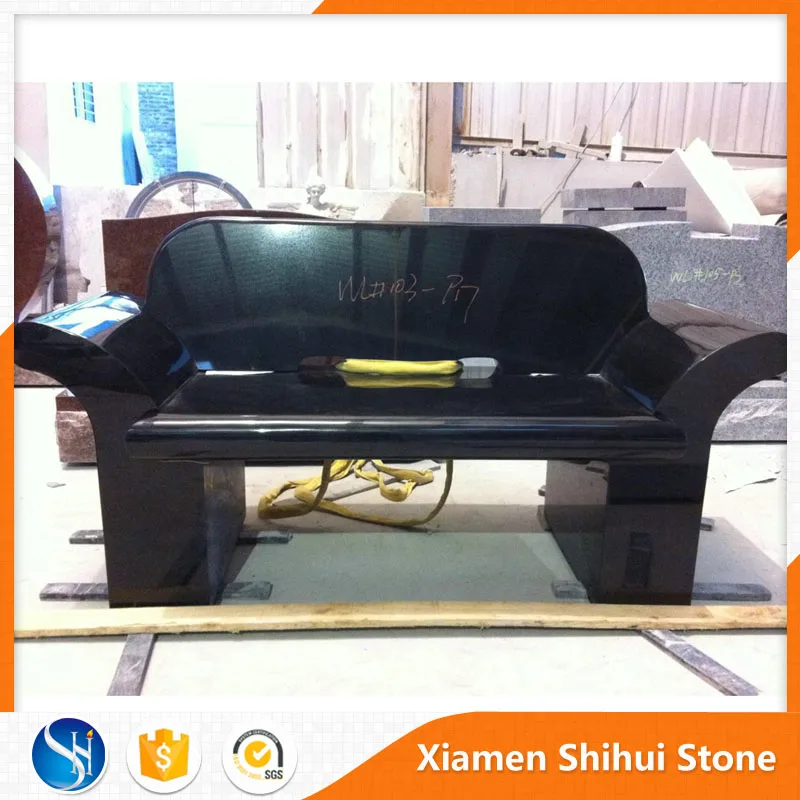 Quality Bench Tombstone Indian Black Granite Headstone