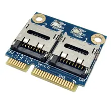 Dual TF Micro SD Card to Mini PCI-E Express with half Bracket Memory Card Reader Adapter