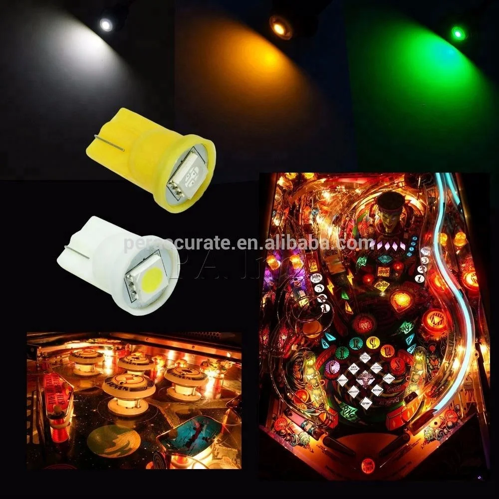 PA Pinball LED Bulb for Game Machine Parts 1SMD 168 194 W5W #555 T10  6.3V AC/DC High Brightness Colorful Light