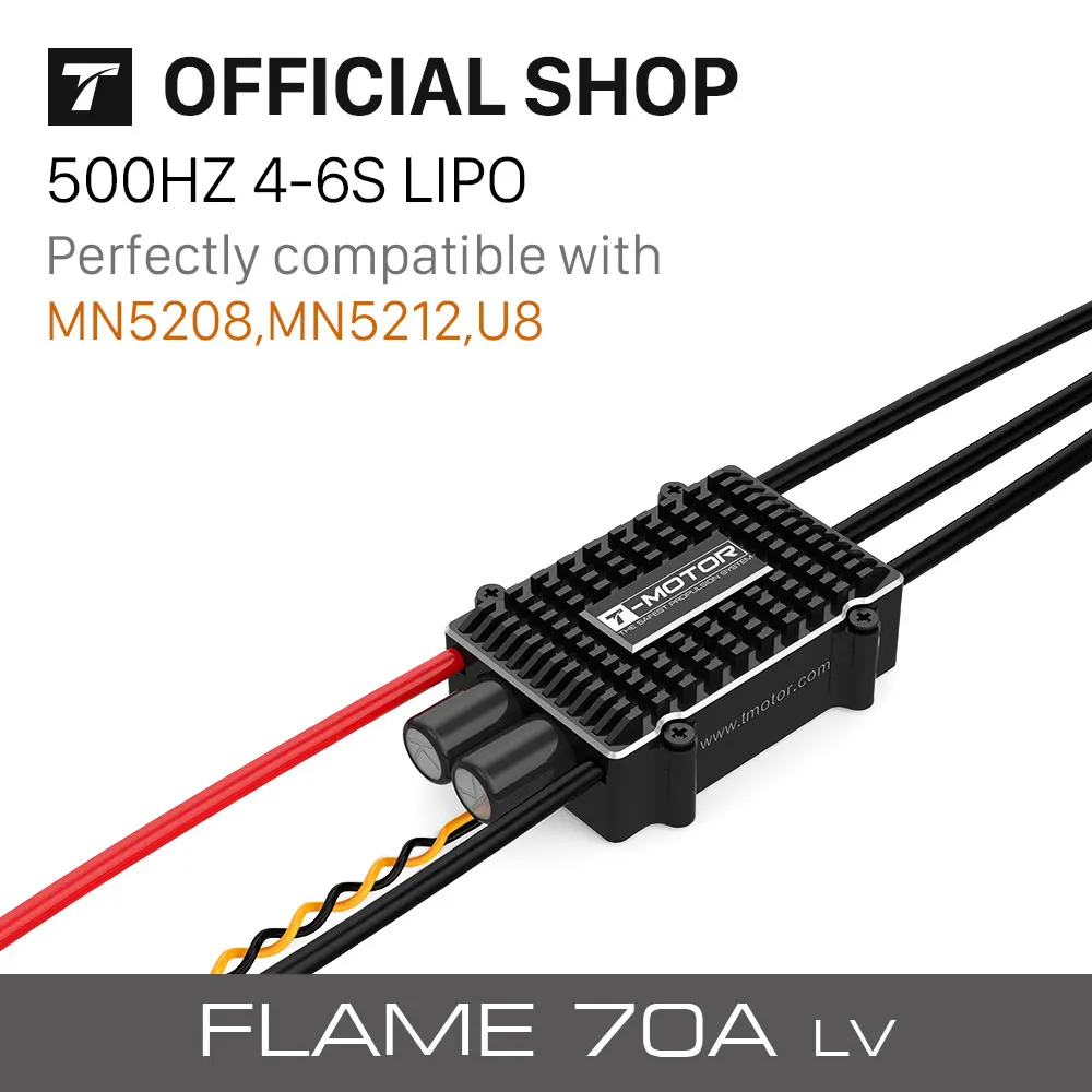 T-MOTOR FLAME 70A LV Brushless ESC 4-6s 500hz speed controller for outdoor brushless esc