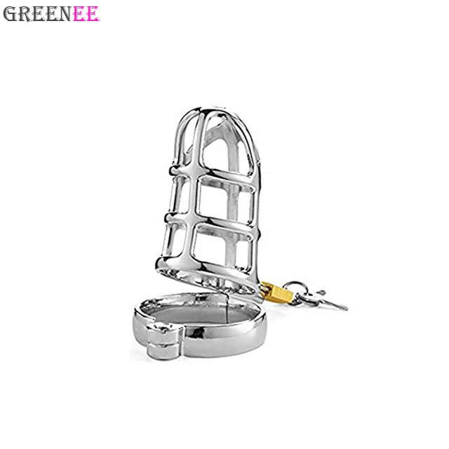 Stainless Steel Cock with 5 Different Size Rings and a Lock for Male Penis Exercise Suitable