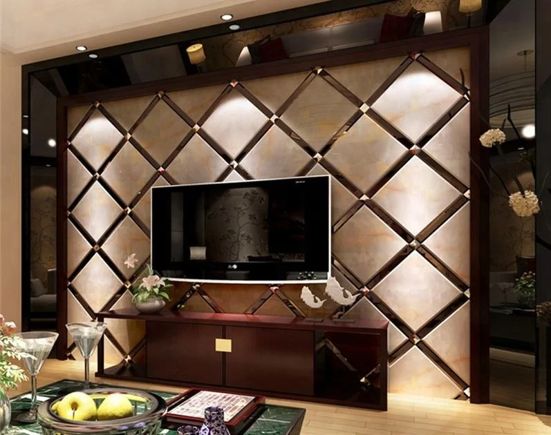 Rhombus clear Golden Silver Tinted Spell Mirror Glass Living Room Dining Room Background Decorative Wall Mirror