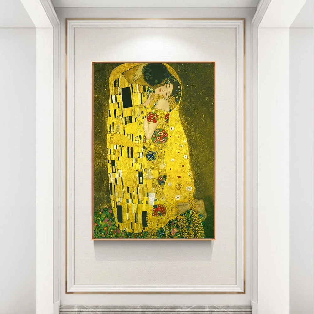 High quality hand painted wall designs kiss art  reproduction oil painting