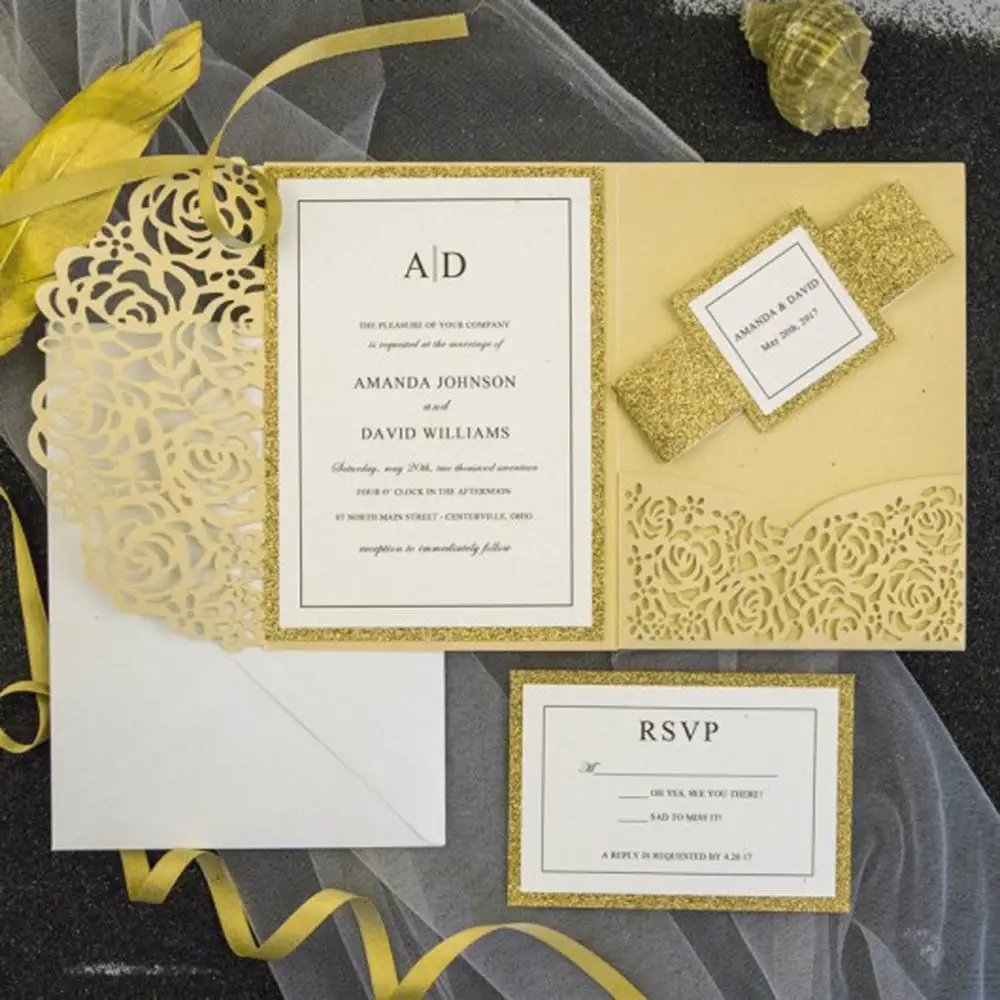 
Beautiful Floral wedding invitations classic wedding invitation designs laser cut wedding invitations 