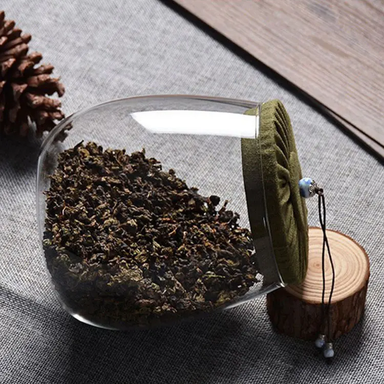 Best selling spice jar high borosilicate glass jar with cloth lid glass elegant coffee manufacture
