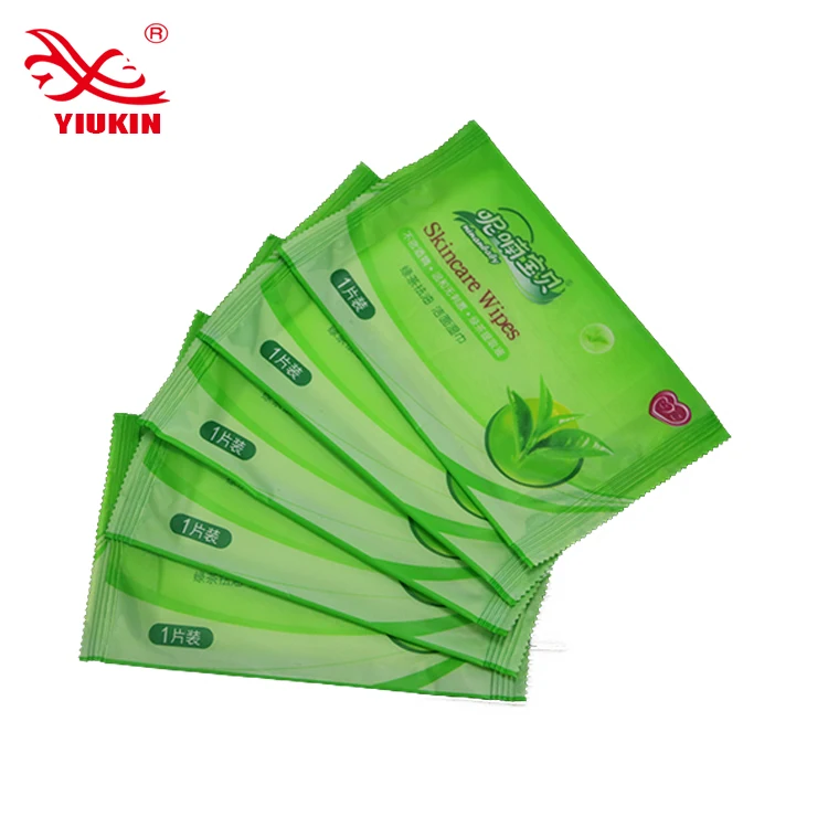 Individual Packing Green Tea Scent Wet Wipes Hand & Facial Tissue Wipes for travel cleaning
