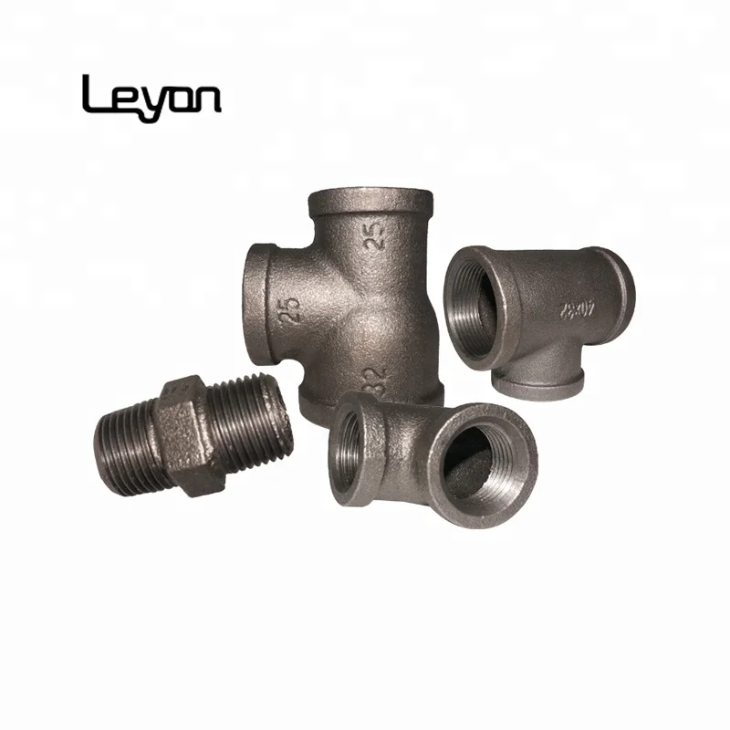 ANSI standard pipe fitting names and parts china pipe 90 deg elbow threaded tee fitting black malleable iron fittings