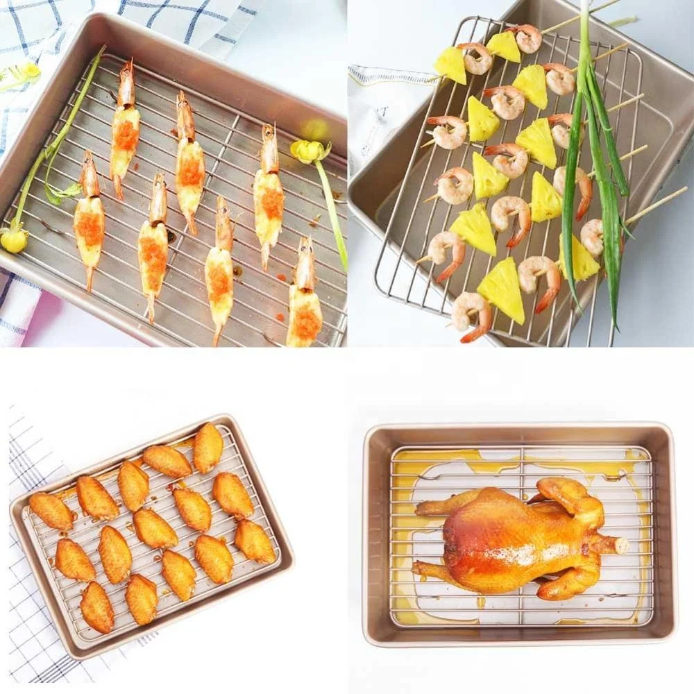 
13 Inch Large Roasting Pans Nonstick Deep Turkey Roaster with Flat Rack Deep Turkey Roaster with Flat Rack