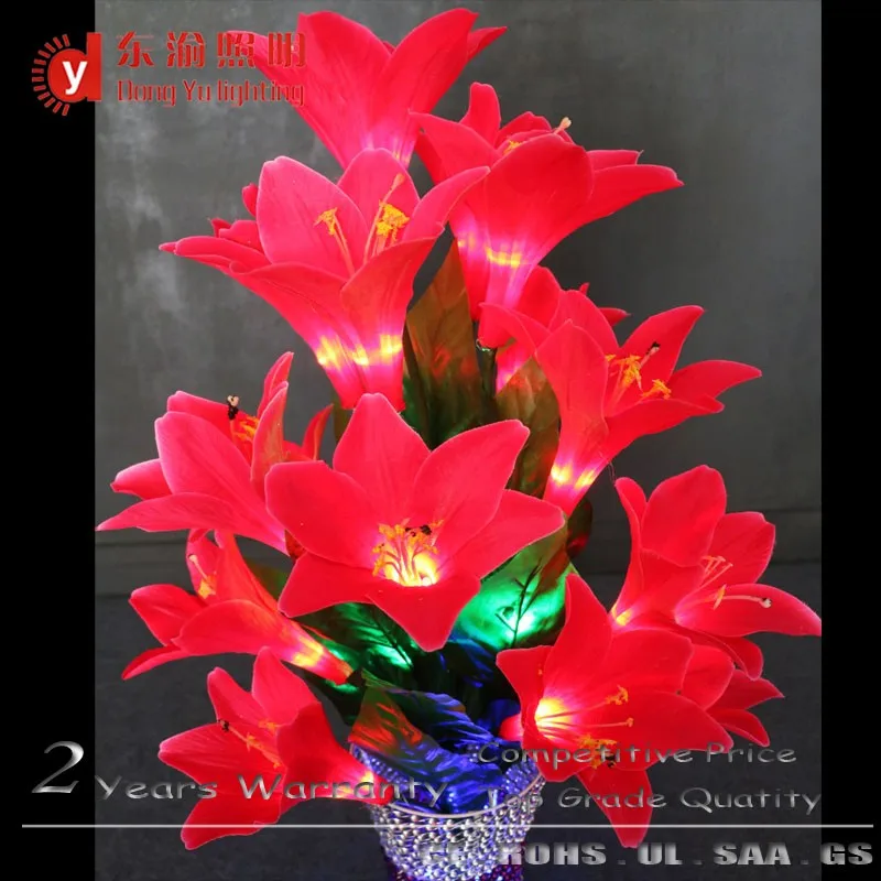Alibaba China cheapest solar vase lily flower table lamps with lighted pot