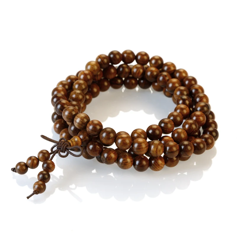 
Sandalwood Buddhist Prayer Beads, 108 Mala Beads Rosary Long Necklace 